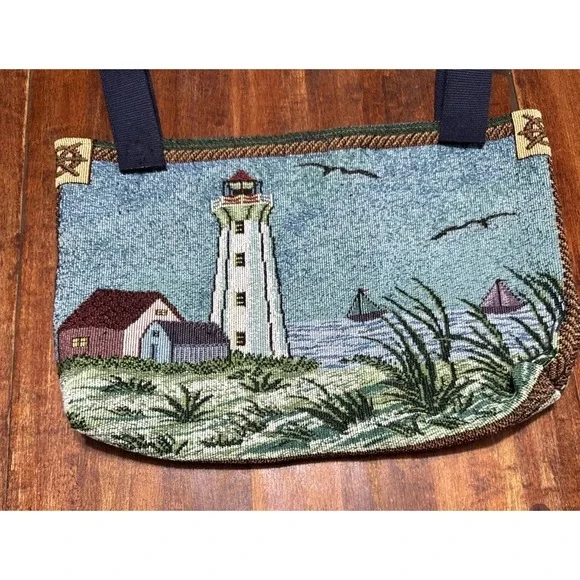 New Handmade Walker Bag Tote Caddy‎  Walker/ Stroller/Cars, Lighthouse Tapestry - Picture 3 of 10